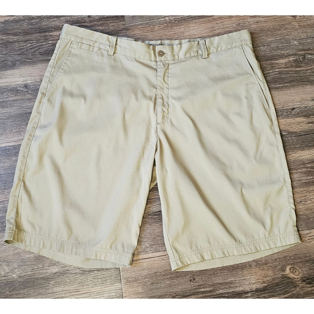 Nike Golf Mens Dri-FIT Standard Fit Flat Front Shorts Khaki Tan Size 38